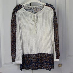 Lucky Brand Lightweight Bohoemian Top with Tassels Womens Size Small